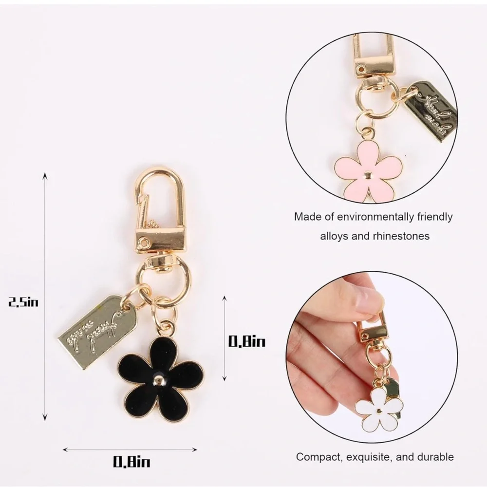 NIP Cute Flower Keychain - Key Chain Crystal Rhinestone Decor Accessories - Picture 2 of 8